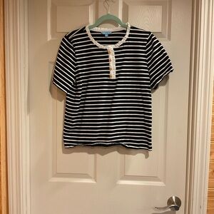Draper James Black and White Striped Tee